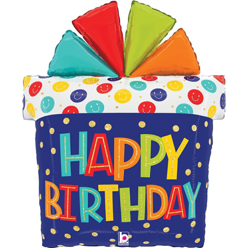 BALON FOLIOWY GRABO 27" PREZENT HAPPY BIRTHDAY PAKOWANY