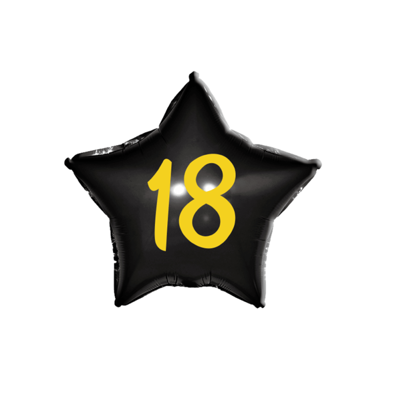 BALON FOLIOWY 18" CZARNA GWIZADA NA 18 URODZINY