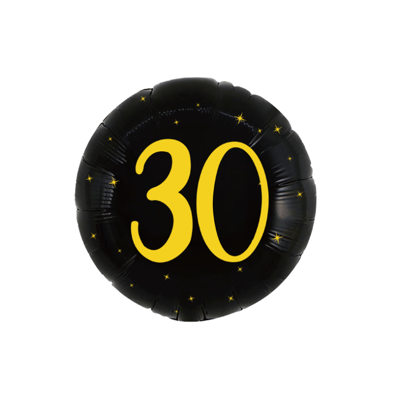 BALON FOLIOWY 18" KOŁO CZARNE NA 30 URODZINY