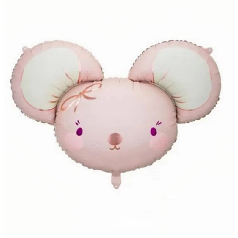 BALON FOLIOWY GŁOWA MYSZKI RÓŻOWA 59X68 CM