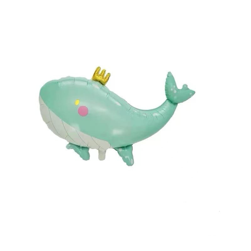 BALON FOLIOWY WIELORYB W KORONIE 71X93 CM