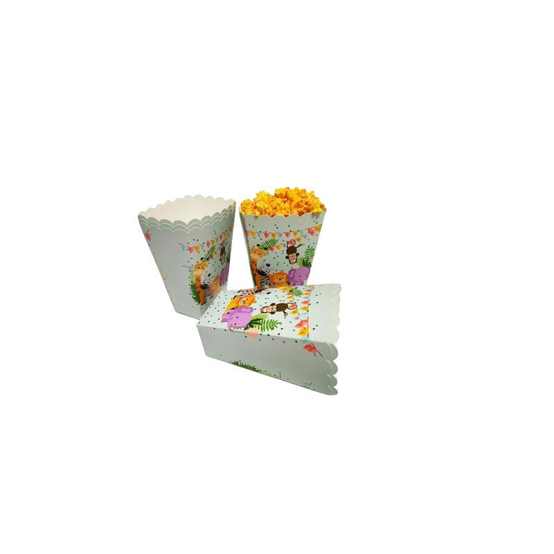 PUDEŁKA NA POPCORN ZWIERZĘTA ZOO 6 SZT.