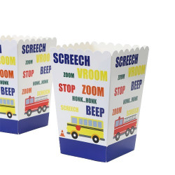 PUDEŁKA NA POPCORN AUTA 6 SZT.