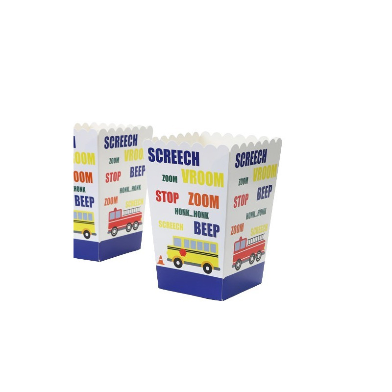 PUDEŁKA NA POPCORN AUTA 6 SZT.