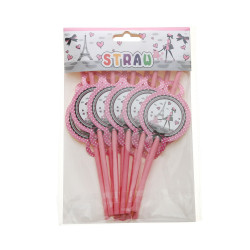 SŁOMKI PARYŻ RÓŻOWE 6 SZT.