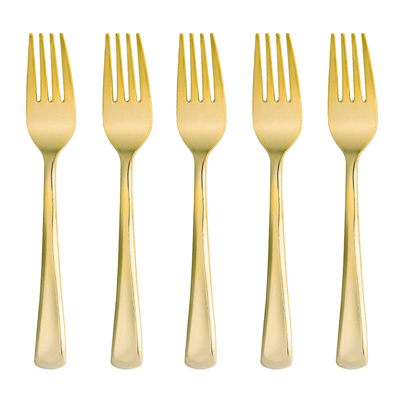 SZTUĆCE PLASTIKOWE WIDELCE ZŁOTE 10 SZT.