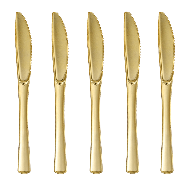 SZTUĆCE PLASTIKOWE NOŻE ZŁOTE 10 SZT.