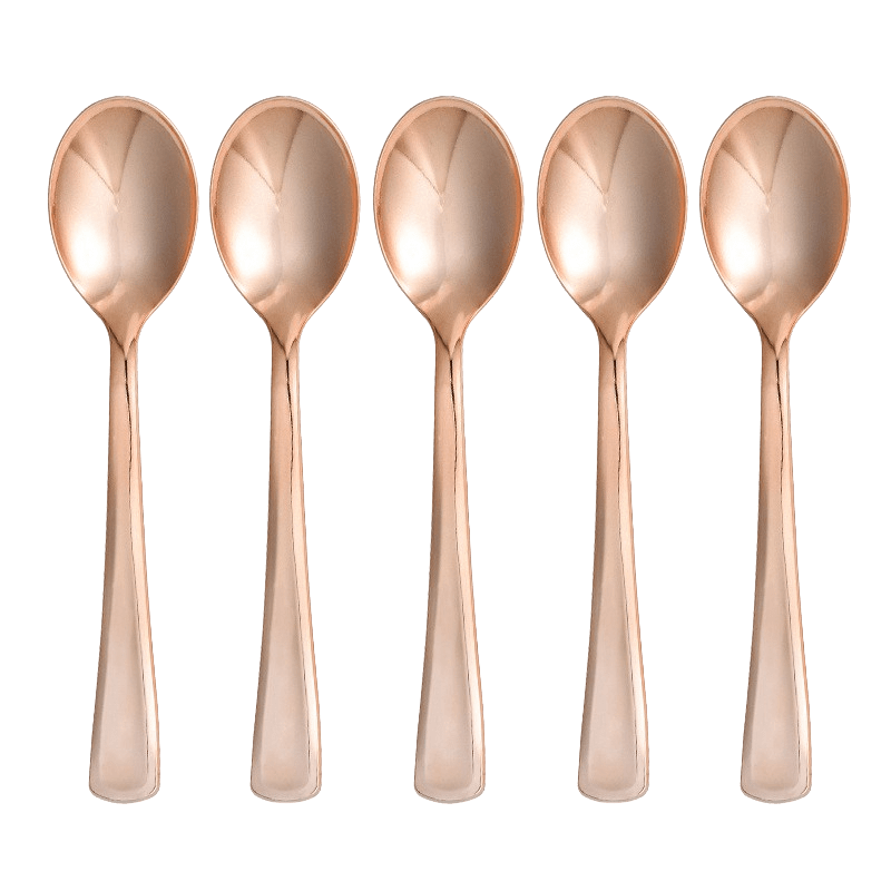 SZTUĆCE PLASTIKOWE ŁYŻKI RÓŻOWE ZŁOTO 10 SZT.