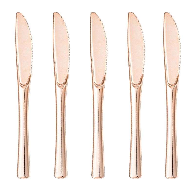 SZTUĆCE PLASTIKOWE NOŻE ROSE GOLD 10 SZT.