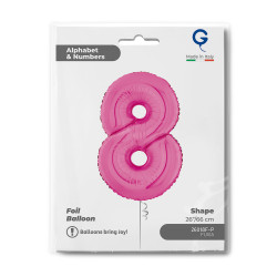 BALON FOLIOWY GRABO 26" CYFRA 8 FUXIA