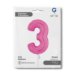 BALON FOLIOWY GRABO CYFRA 3 FUXIA