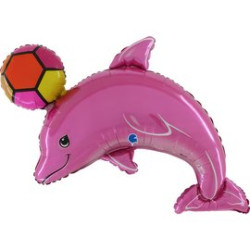 BALON FOLIOWY GRABO 37" DELFIN Z PIŁKĄ RÓŻOWY