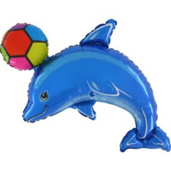 BALON FOLIOWY GRABO 37" DELFIN Z PIŁKĄ NIEBIESKI