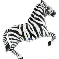 BALON FOLIOWY GRABO 34" ZEBRA CZARNA