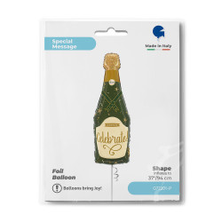 BALON FOLIOWY GRABO 37" SPARKLE CHAMPAGNE BOTTLE PAKOWANY