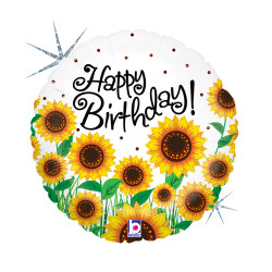 BALON FOLIOWY GRABO 18" SUN SUNFLOWERS BIRTHDAY PAKOWANY