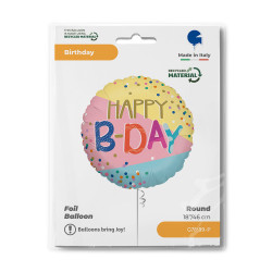 BALON FOLIOWY GRABO 18" FUNKY DOTS BIRTHDAY PAKOWANY