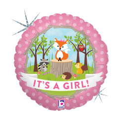 BALON FOLIOWY GRABO 18" WOODLAND BABY GIRL PAKOWANY