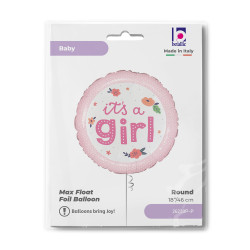 BALON FOLIOWY GRABO 18" IT'S A GIRL ONESIE PAKOWANY